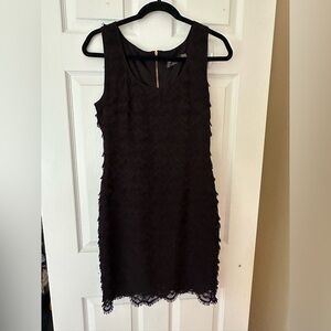 Guess Black Ruffle Midi Sheath Dress